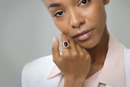 Striking Garnet Ring in 14k Gold-filled Ring Band - January Birthstone Rings Handcrafted by Skilled Artisan - Sizes 3-12.5 - Garnet Jewelry for Every Occasion - with Fancy Box