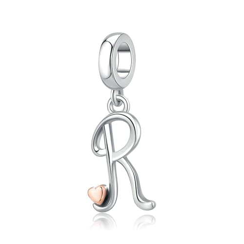 Letter Charms for Pandora Bracelets 925 Sterling Silver Alphabet Initial Charms Bead Jewelry Gift for Women - style: Initial R