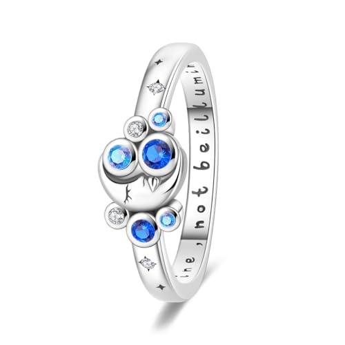 KUNSIR 925 Silver Cubic Zirconia Ring Size 7-9 Wedding Band Sterling Silver Eternity Ring Modern Style - style: Moonlight Ring