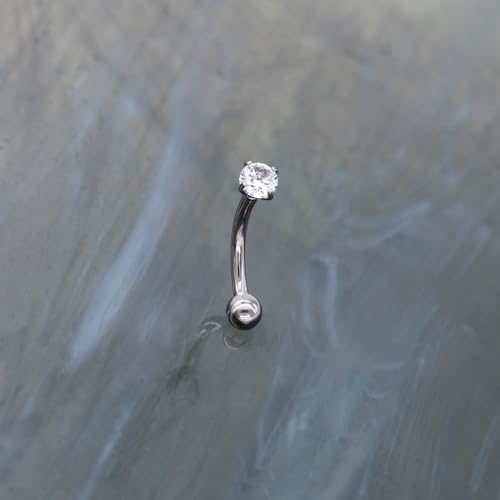 G23 Titanium Curved Barbell Ring 16G, Eyebrow Rings, Rook Cartilage Earring Piercing Jewelry, 8mm Vertical Labret, Eyebrow, Daith, Helix Piercings Body Jewelry… - style: Classic