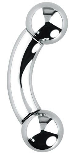 Forbidden Body Jewelry Curved Barbell Piercing Jewelry - 00GA-16GA Silver Eyebrow Piercing - Surgical Steel Snake Eye Frog Eyes Tongue Rings & Belly Rings for Women (6/14mm Bar, 3/12mm Balls) - style: 4GA, 12mm Length, 8mm Balls