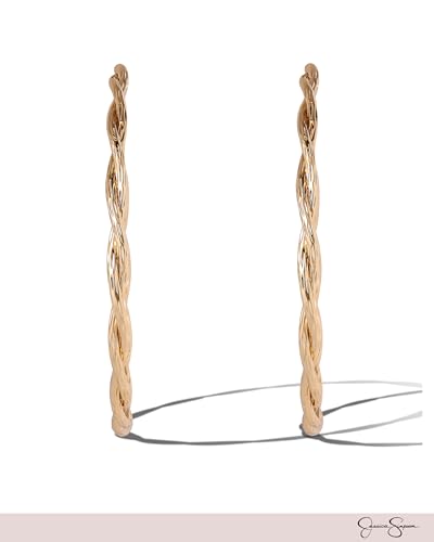 Jessica Simpson Womens Hoop Earrings - Silver-Tone or Gold-Tone Hoop | Earrings for Women - color: Gold Twist