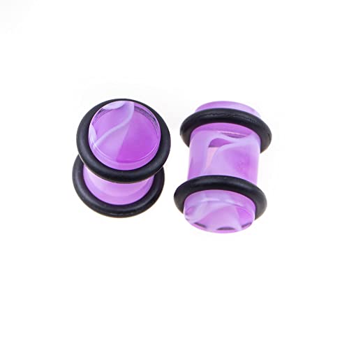 50 PCS Ear Stretching Kit 14Gauges-00Gauges Earring Marble Acrylic Taper Piercing Jewlery Sets - color: Purple