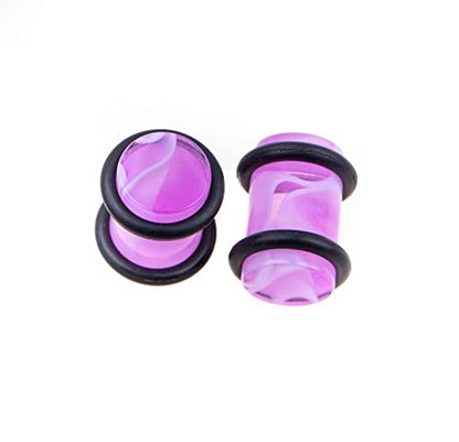 50 PCS Ear Stretching Kit 14Gauges-00Gauges Earring Marble Acrylic Taper Piercing Jewlery Sets - color: Purple