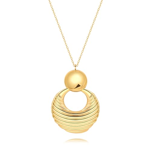 PEARLADA 18k Gold Plated Chain Long Necklace, Boho Sweater Necklace for Women, Geometric Pendant Y Necklace - color: 2 layer