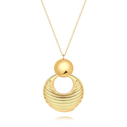 PEARLADA 18k Gold Plated Chain Long Necklace, Boho Sweater Necklace for Women, Geometric Pendant Y Necklace - color: 2 layer