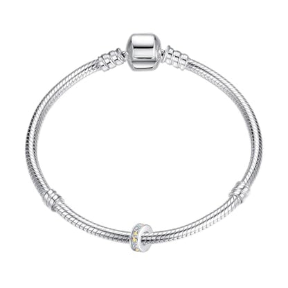 Clip Stopper Charms Sterling Silver Rondelle Spacer Bead Charm Stopper Charm for Pandora Charm Bracelets - color: Colorful (1pcs）