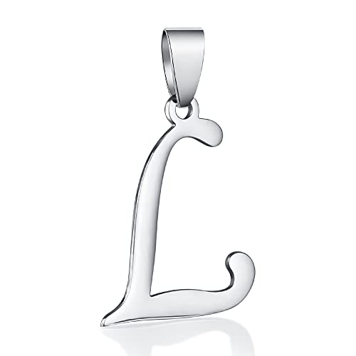 Stainless Steel Initial Letter Connector Charms Alphabet Pendant Diy Craft for Jewelry Making Necklaces Bracelets Keychain - color: Stainless Steel L
