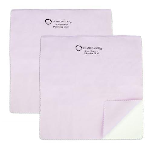 CONNOISSEURS - Extra Large Polishing Cloth Bundle - (2 Pack) 14x14 Inches | Premium Edition - For Silver & Gold Jewelry - Ultrasoft Fabric with Anti-Tarnish Formula - style: 14 x 14 Inches - 2 Cloth - Silver and Gold