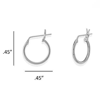 Boma Jewelry Sterling Silver Classic Snap Down Closure Tube Hoop Earrings - size: Medium