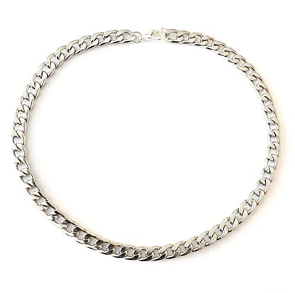 12 Inch Flat Cuban Link Anklet Silver Stainless Steel XL Chain Ankle Bracelet Gift Boxed 6mm Poolside Jewelry Plus Size
