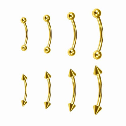 BLISI G23 Solid Titanium Eyebrow Piercing Jewelry, Gold Black Rose Gold Silver Pink Rainbow Eyebrow Rings 16G Curved Barbell,Tiny Vertical Labret Lip Jewelry Rook Piercing Jewelry for Women and Men - color: Gold 1