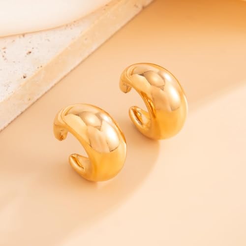 Chunky Gold Ear Cuff for Women Non-Piercing Cartilage Clip-On Earrings Trendy Jewelry Gift - color: A2:Chunky Ear Cuff