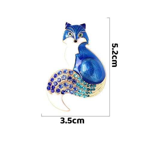 6 PCS Fox Brooch Pins Elegant Enamel Rhinestone Crystal Color Animal Brooches Pin Fashion Set for Women