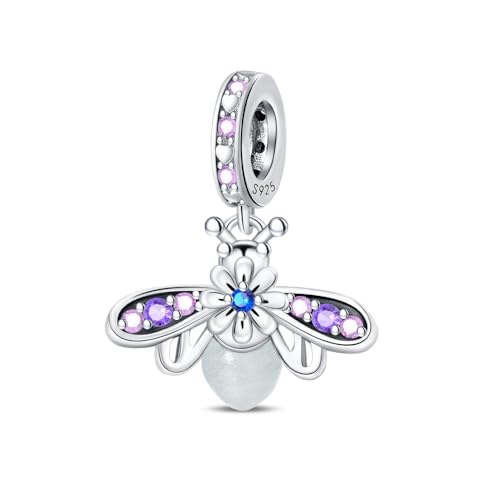 Pandach Animal Charm Bead fits Charms Bracelets for Woman-925 Sterling Silver Dangle Pendant Bead,Jewelry Beads Gifts for Women Bracelet&Necklace - style: Purple Firefly Pendant