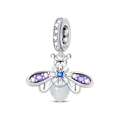 Pandach Animal Charm Bead fits Charms Bracelets for Woman-925 Sterling Silver Dangle Pendant Bead,Jewelry Beads Gifts for Women Bracelet&Necklace - style: Purple Firefly Pendant