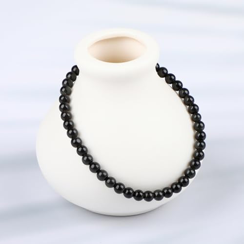 LPBeads Handmade Natural Gemstone Stretch Elastic Bracelet Healing Crystal Round Stone Beads Jewelry Gifts for Women Men - color: Black Obsidian, size: 4mm