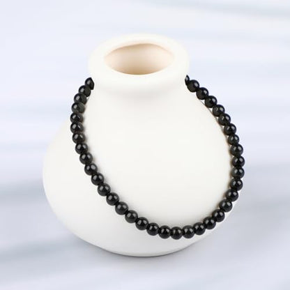 LPBeads Handmade Natural Gemstone Stretch Elastic Bracelet Healing Crystal Round Stone Beads Jewelry Gifts for Women Men - color: Black Obsidian, size: 4mm