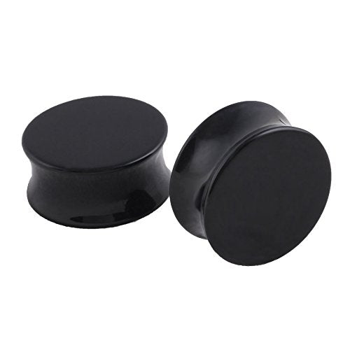 HQLA 1 Pair Natural Obsidian Stone Double Flared Flesh Tunnels Ear Plugs Gauges Stretcher Expander - style: 2g(6mm)