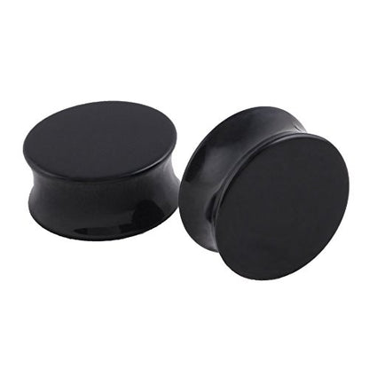 HQLA 1 Pair Natural Obsidian Stone Double Flared Flesh Tunnels Ear Plugs Gauges Stretcher Expander - style: 2g(6mm)