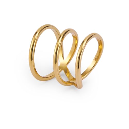 Hey Harper Gold Ring for Women - Gold Plated Stacking Waterproof & Sweatproof Jewerly Ring - Everday Non Tarnish Cute Fashion Circle Rings - style: DNA Ring