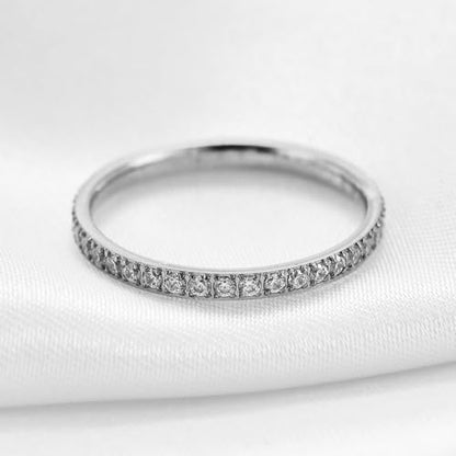 2mm 5mm Tainless Steel Cubic Zirconia Wedding Band Rings For Women,Stackable No Tarnish Fashion Cross Rings Size 4-10 - color: Silver