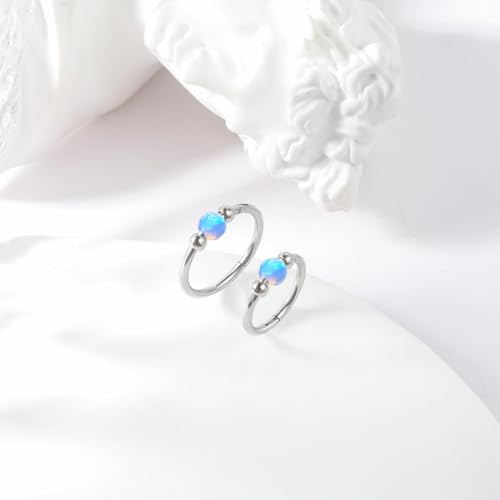 ONESING 9-40 Pcs Nose Rings - Hoops, Studs & L Shape - Hypoallergenic Stainless Steel Nose Piercings for Women & Men - color: Blue Opal-2Pcs