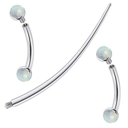 F136 Titanium 16g 6/8/10mm Opal Eyebrow/Rook/Snug/Vertical-Labret/VCH/Snake-Eyes/Anti-Tragus/Christina/Daith/Belly-Button/Bridge/Hood/Surface Curved Barbell Piercing Jewelry for Women Men - color: White, size: 8mm=5/16in