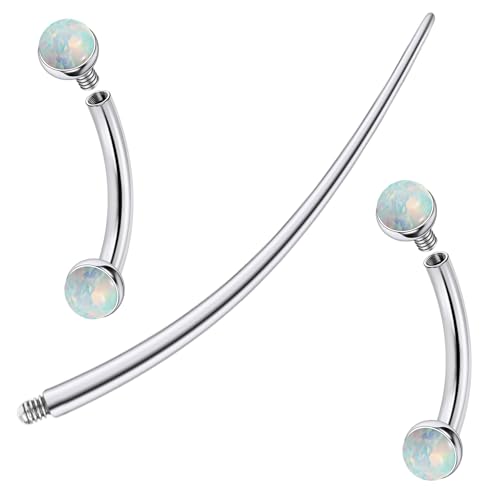 F136 Titanium 16g 6/8/10mm Opal Eyebrow/Rook/Snug/Vertical-Labret/VCH/Snake-Eyes/Anti-Tragus/Christina/Daith/Belly-Button/Bridge/Hood/Surface Curved Barbell Piercing Jewelry for Women Men - color: White, size: 8mm=5/16in