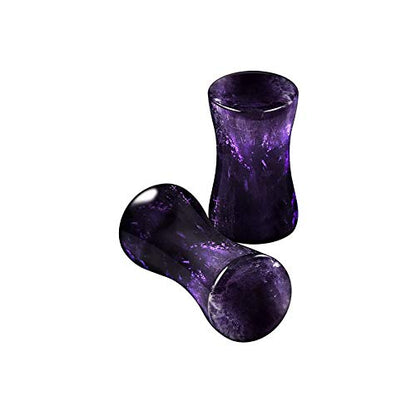 Organic Stone Amethyst Double Flared Saddle Ear Gauge Double Flare plugs Stretcher Lobe Earring Piercing Jewelry Choose Sizes - color: 2pcs-4g (5mm)-Stone