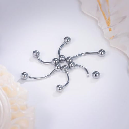 20g 18g 16g 14g Rook Piercing Jewelry Titanium Externally Threaded Curved Barbell Eyebrow Tragus Helix Conch Lobe Labret Earrings Lip Rings Body Piercing Jewelry For Women Men Ball Spike 6mm-19mm - size: 18G - 6mm Ball