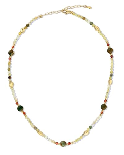 SNGIA Colorful Beaded Choker Necklace for Women, Gold Tone Adjustable Multicolor Rectangular Bead Necklace, Delicate Minimalist Layering Jewelry Gift - style: Lemon Moss