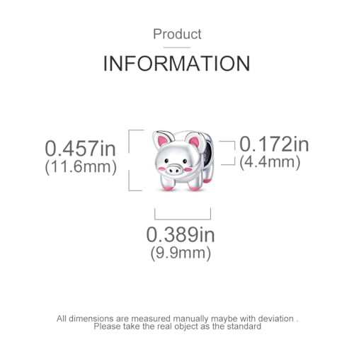 925 Silver Charm for Bracelets Animal Pet Insect Series Women Jewelry Gift - color: Pink pig