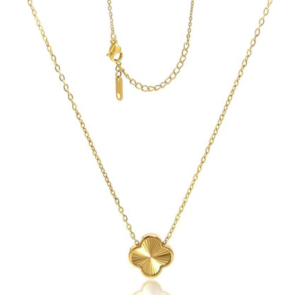 Four Leaf Clover Necklace 18K Gold Plated Necklaces for Women Lucky Flower Pendant Adjustable Link Chain Stainless Steel Dainty Trendy Simple Jewelry Gifts for Women - color: 1G-Gold