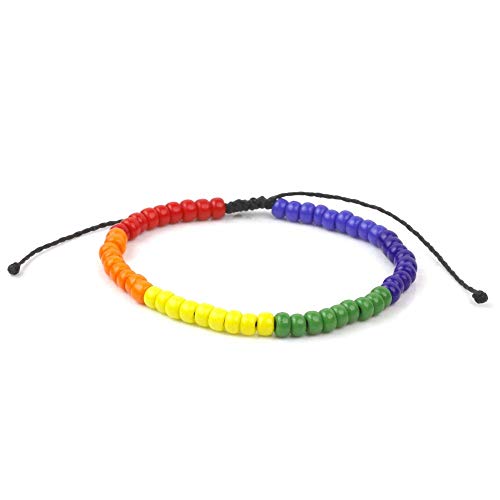 Glass Seed Bead Camp Friendship Minimalist Bracelet - color: Rainbow
