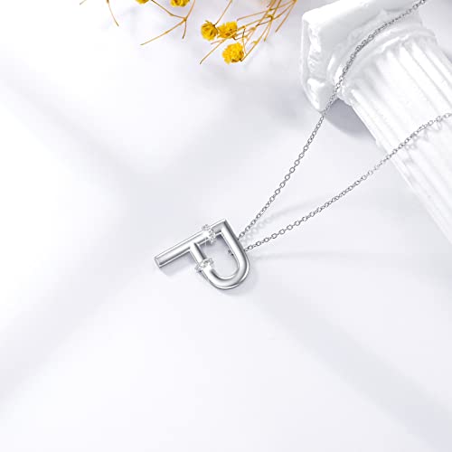 Initial Pendant Necklace 14K White Gold Plated A-Z 26 Letter Alphabet Pendant 925 Sterling Silver Jewelry Gift for Women Girls Teens - style: Alphabet - P