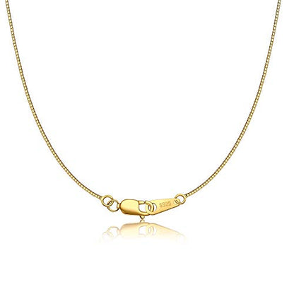 925 Sterling Silver Chain Necklace for Women 0.8mm Box Chain, Italian Necklace Chain, Super Strong & Thin & Long16/18/20/22/24 Inches - color: Yellow Gold, size: 18 Inch