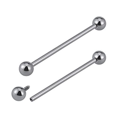 14G ASTM F136 Titanium Straight Barbell Rings for Nipple/Tongue/Dimply/Industrial - Internally Threaded Hypoallergenic Body Piercing Jewelry Gift for Women & Men, Nickel Free, Lead-Free - color: 14G(1.6mm), 1&3/8"(35mm), 5mm top