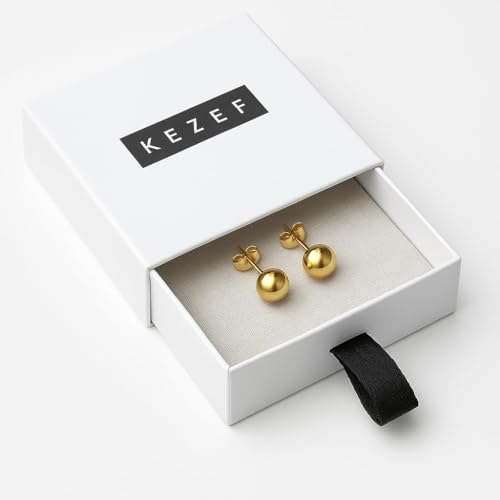KEZEF 925 Sterling Silver Ball Stud Earrings for Women, 2mm to 10mm | Nine Bead Sizes, Three Finishes, Hypoallergenic Nickel Free Post, Butterfly Push Back, Sold As One Pair - color: 14k Yellow Gold, size: 2mm
