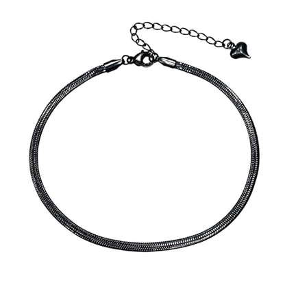 Gold Anklets for Women Waterproof,18K Gold Plated Anklet for Women Snake Chain Link Dainty Ankle Bracelets Summer Beach Jewelry - color: 3mm-Black