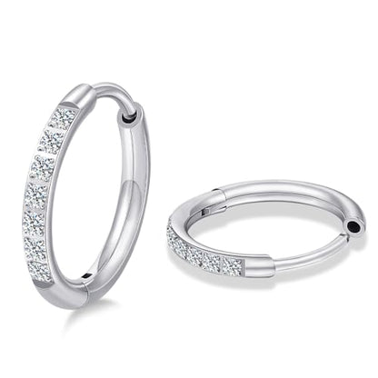 Limerencia G23 Hypoallergenic Titanium Earrings Hoops Small Huggie Earrings | 18G Cartilage F136 Pure Titanium Huggie Hoops with Cubic Zirconia, Ear Cuff Style Jewelry for Women Men with Sensitive Ears - color: White CZ, size: 12mm