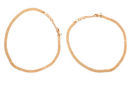 Touchstone Indian anklets for women gold silver payal set jewelry simple jhanjar bollywood handcrafted pretty stylish designer paazeb - style: D059 Gold