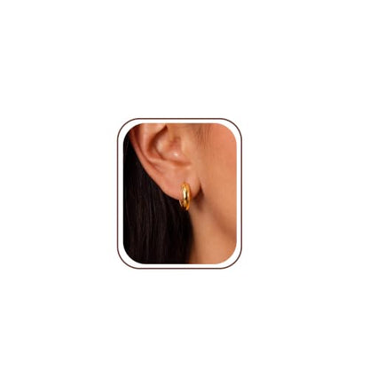 Robaice Chunky Huggie Earring for Women，14K Gold Plated Hoop Earrings | Gold Huggie 925 Sterling Silver Post Earrings, Statement Trendy Hoop Earring，Fashion Lightweight Jewelry Gifts for Women - color: Gold-F