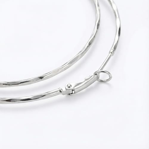 Hoop Earrings for Women, Hypoallergenic Stainless Steel Lightweight Thin Large Big Hoops Earrings Set for Women, Non Tarnish for Jewelry Gift 40MM - color: Silver-60mm