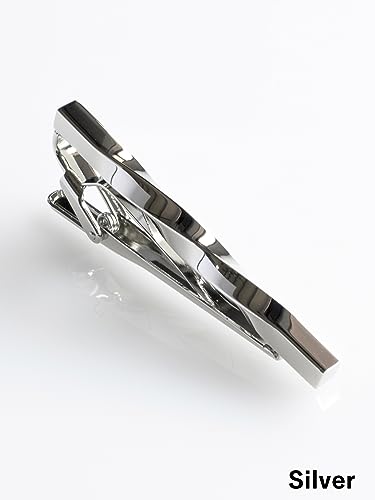 [TAVARAT] Tie Clip Tie Clips for Men twist type Black Silver Tie Bar Tie Pin Tps-077 - style: silver