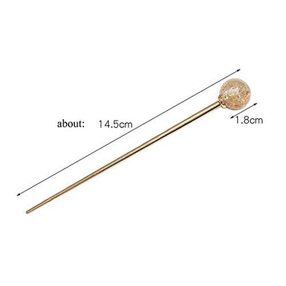2Pcs Simple Elegant Round Ball Metal Hair Stick Fork Chignon Pin Lollipop Shape Decorative Hairpin Chopsticks Hair Jewelry for Women Lady Teen Fashion Hair Updo Making Accessories, Silver and Gold
