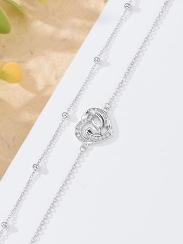 Dorunmo Initial Anklet 925 Sterling Silver Letter A-Z Layered Heart Anklet Beach Jewelry Birthday Gifts for Women - color: W