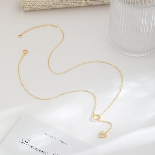 VIROMY Gold Long Y Necklaces for Women Trendy - Dainty Lariat Chain Drop Pendant Necklace for Women Gold Statement Jewelry - color: Y Necklace 09