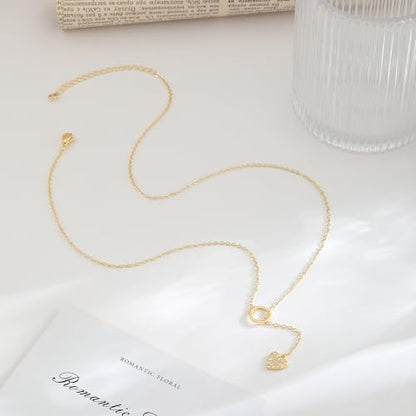 VIROMY Gold Long Y Necklaces for Women Trendy - Dainty Lariat Chain Drop Pendant Necklace for Women Gold Statement Jewelry - color: Y Necklace 09