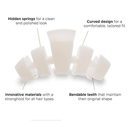 TELETIES - Large Hair Clip - Strong Grip, Bendable Teeth, Comfortable Curved Design - Ideal for Thick Hair - For All Hair Textures - Coconut White - color: Coconut White